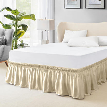 FreshCulture Queen Bed Skirt, Elastic Wrap Around Bed Skirt Queen Size, Bed Skirts for Adjustable Bed, Easy Fit with 15-Inch Tailored Drop, Hotel Quality Dust Ruffle for Queen Bed (Sage Green)