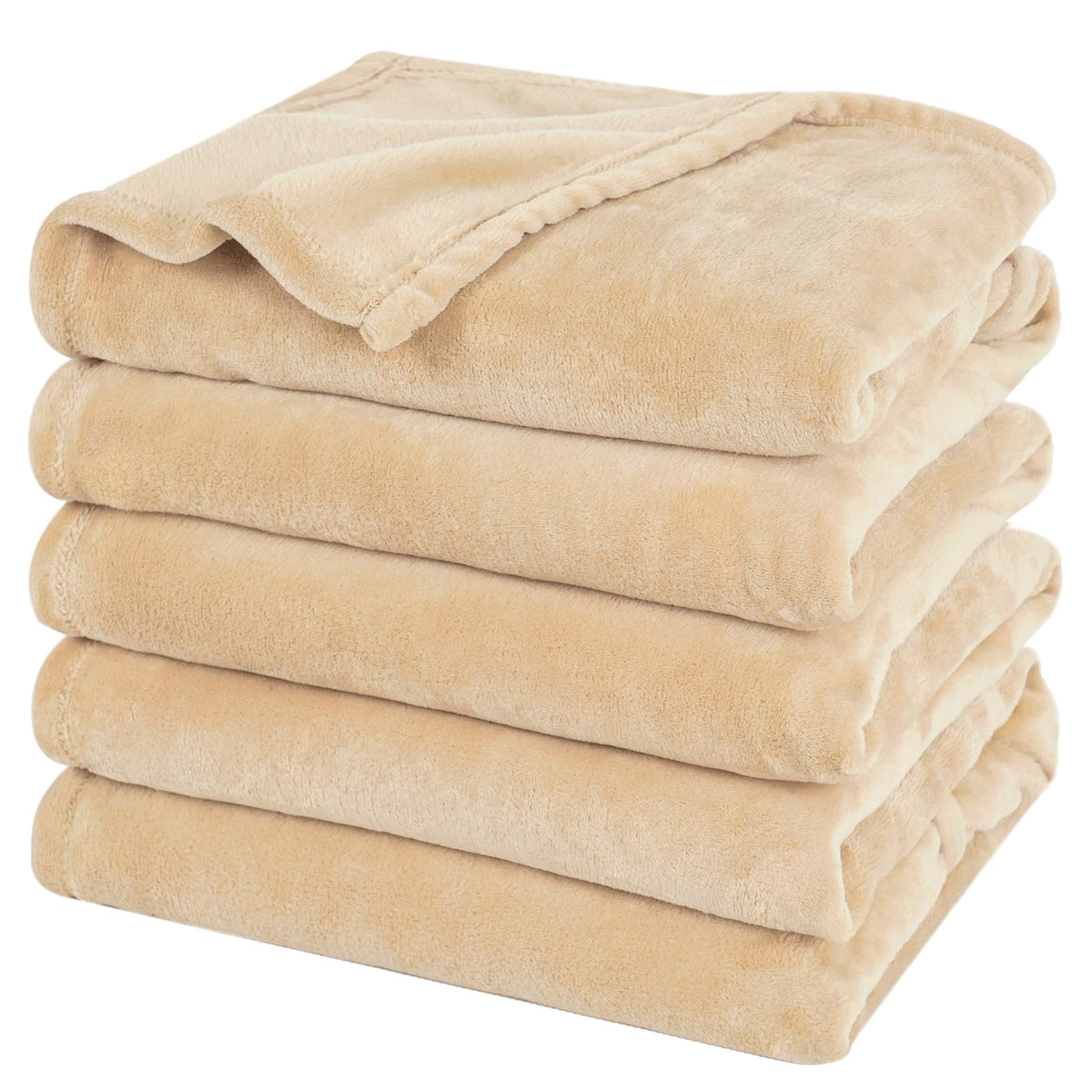 PHF Fleece Blanket King Size 108x90-300GSM Lightweight Airy Warmth, Khaki