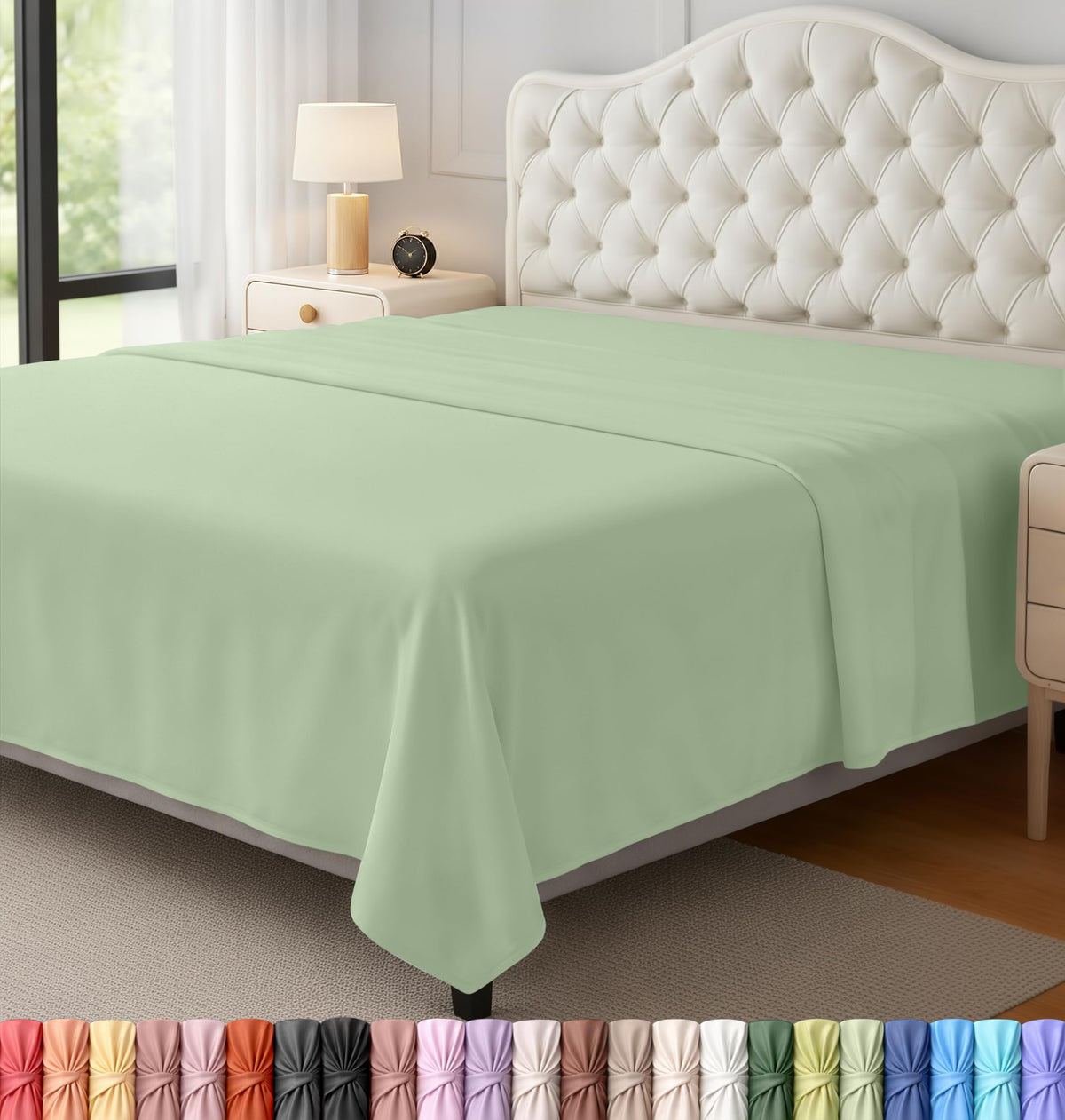 Full Size Flat Sheet Only, Ultra Soft & Breathable Hotel Sheets, Grey