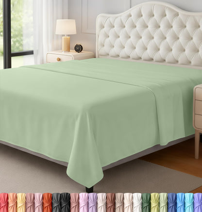 Queen Size Flat Sheet Only, Ultra Soft & Breathable Hotel Sheets, White