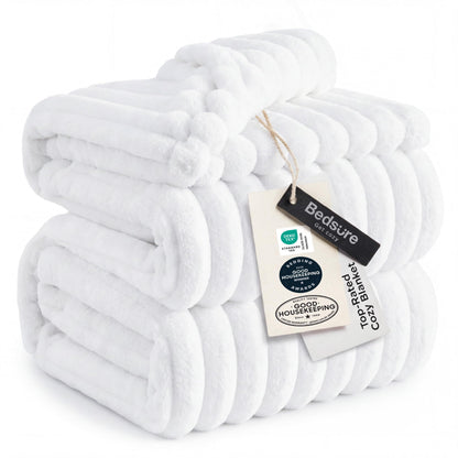 Bedsure Soft Queen Size Blanket for Bed Beige 90"x90"