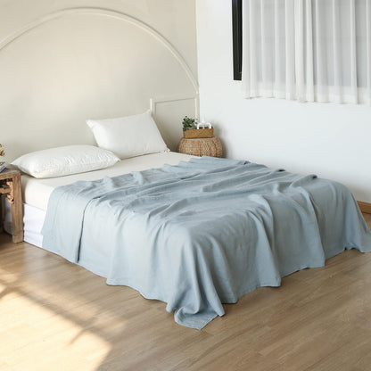 Simple&Opulence French Linen Flat Sheet with Embroidered Border-100% Stone Washed Flax Bedding,King Size(108''x102'') Ultra Soft,Breathable Flat Top Sheet-1 Piece Bed Flat Sheet Only(Linen)