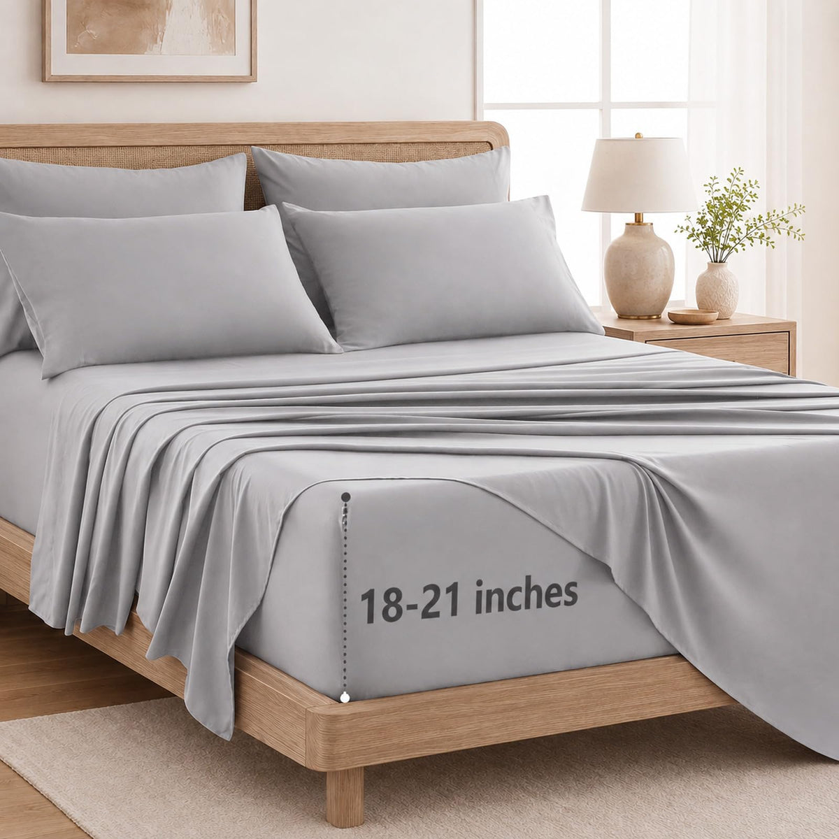 CozyLux King Size Sheets Set 6-Piece, 21-Inch Deep Pocket, Soft Feel