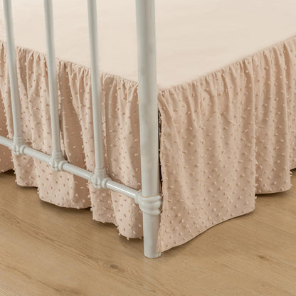 Tufted Dot Bed Skirt Queen Size - Ruffled Bed Skirt with Split Corners
