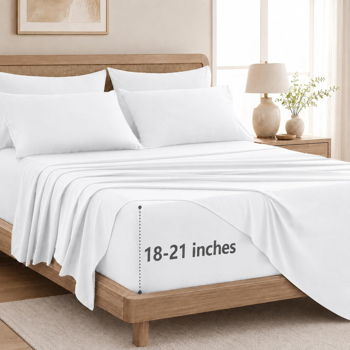 CozyLux King Size Sheets Set 6-Piece, 21-Inch Deep Pocket, Soft Feel