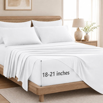 CozyLux King Size Sheets Set 6-Piece, 21-Inch Deep Pocket, Soft Feel