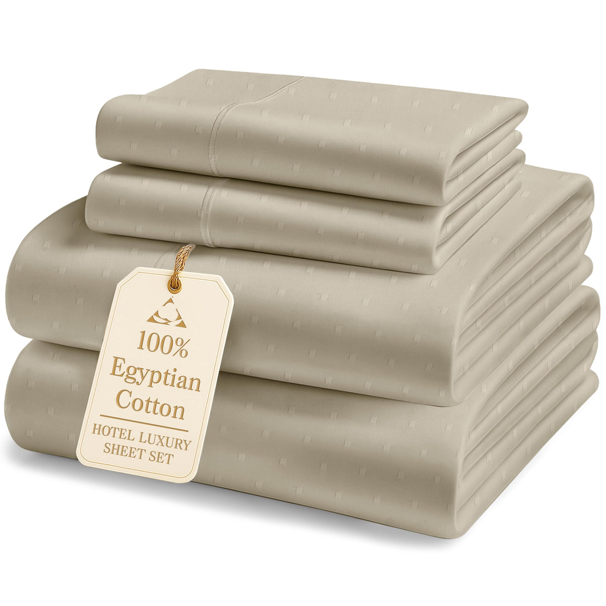 LANE LINEN 100% Egyptian Cotton Sheets King Size Silky Sateen Weave - White