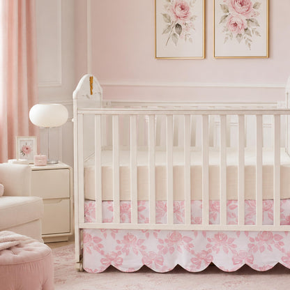 Brandream Scallop Edge Organic Cotton Crib Skirt, Baby Boy, Baby Girl, Gender Neutral Crib Skirt Toddler Bedskirt Farmhouse Chic Nursery Crib Bed Skirt, Boho Bohemian Solid Beige Skirt