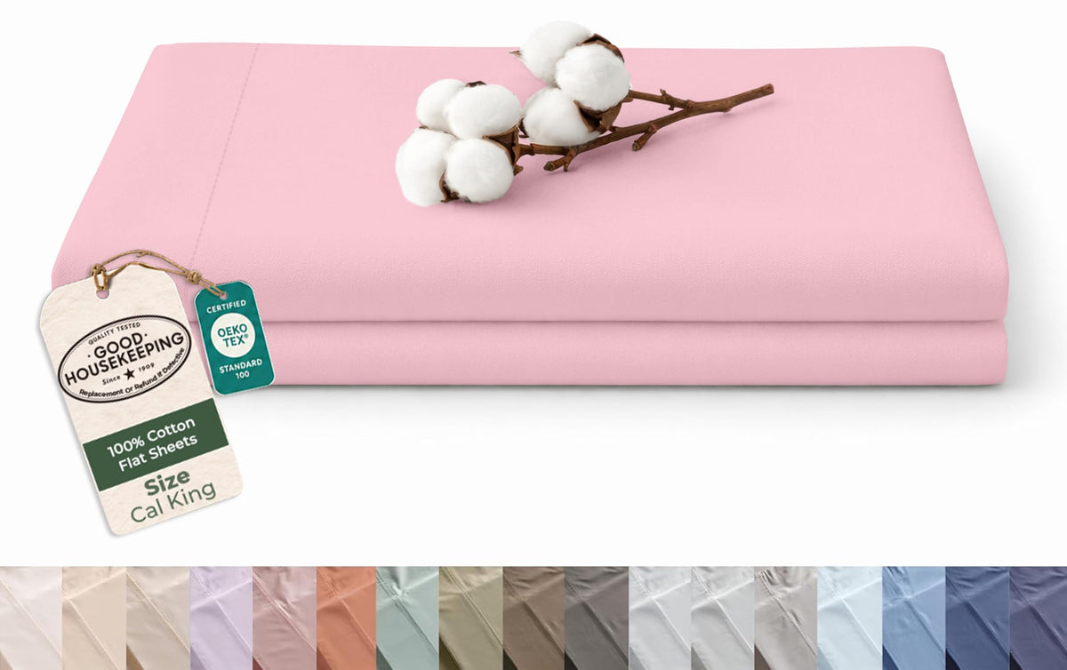 Royale Linens 100% Organic Cotton Full Size Flat Sheet Only - Percale Top Sheets - Full Flat Sheet Sold Separately - Lightweight & Super Soft 100% Cotton White Bed Sheets Only (81" x 96", White)