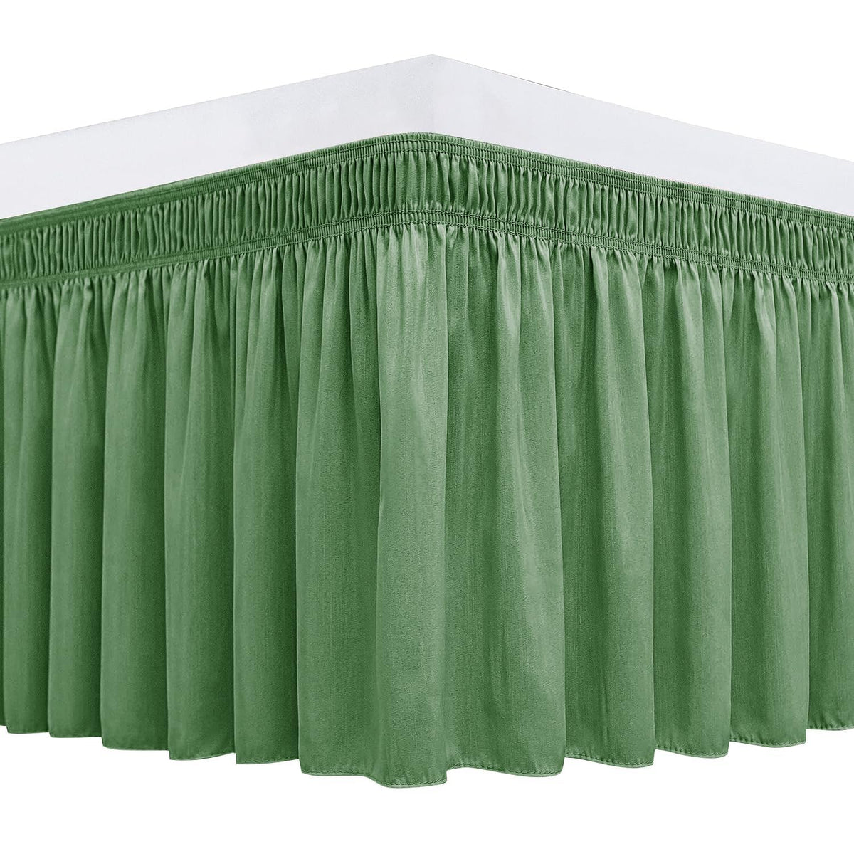 Wrap Around Queen Size Bed Skirt 15" Drop-Elastic Dust Ruffle Light Camel