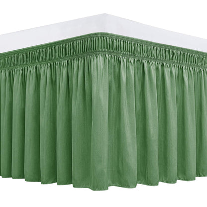 Wrap Around Queen Size Bed Skirt 15" Drop-Elastic Dust Ruffle Light Camel