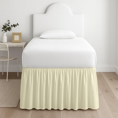 Premium Microfiber College Dorm Room Bed Skirt Twin XL 39" x 80", Extended 32" Drop, Split Corner Dust Ruffle, Wrinkle Resistant Durable Easy Care, White Solid