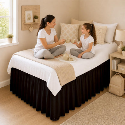 Dorm Room College Microfiber Ruffled Bedskirts Twin-XL 30" Drop, Black