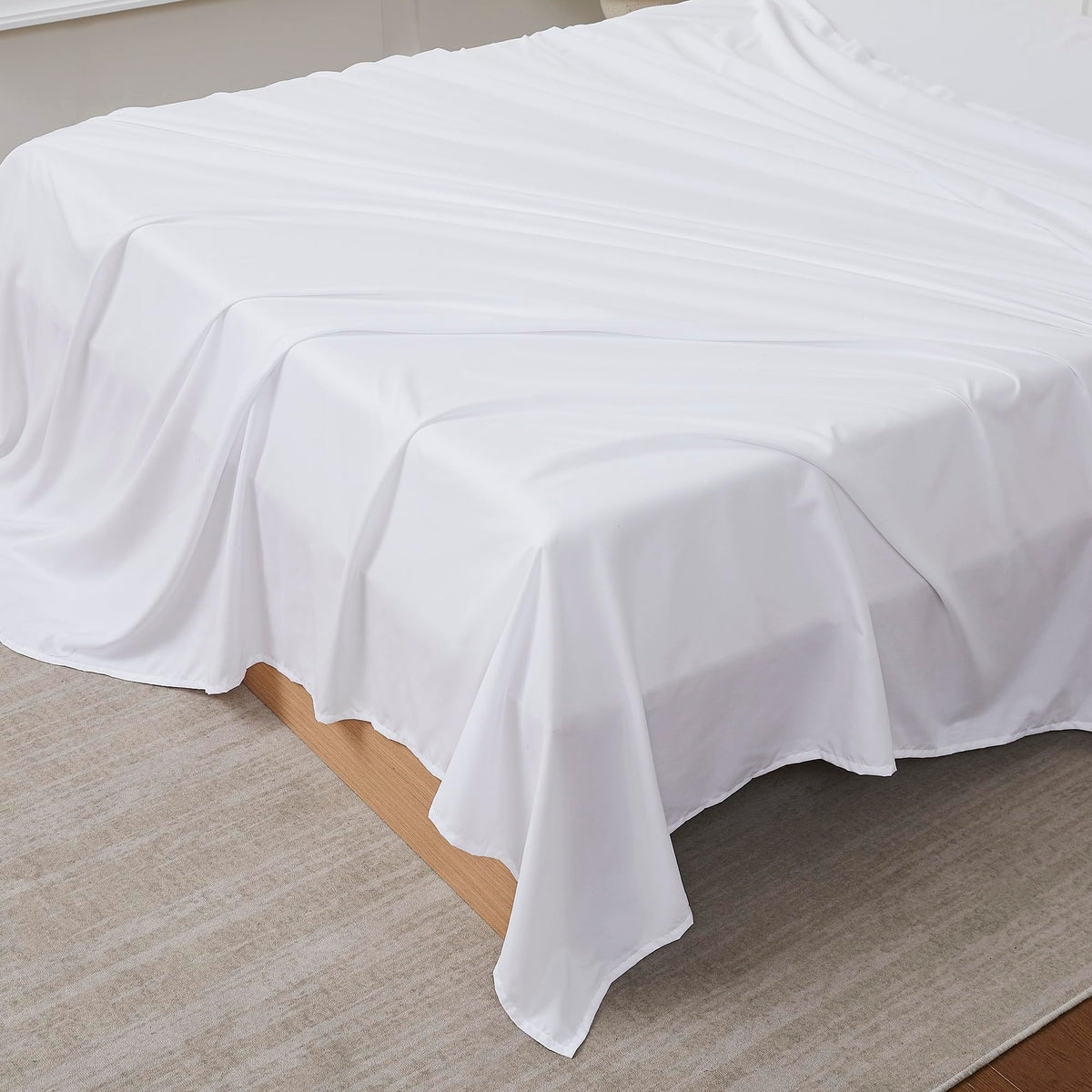 King Size Flat Sheet Only - Ultra Soft & Breathable Brushed Microfiber Top Sheet Only for King Size Beds, Denim Blue