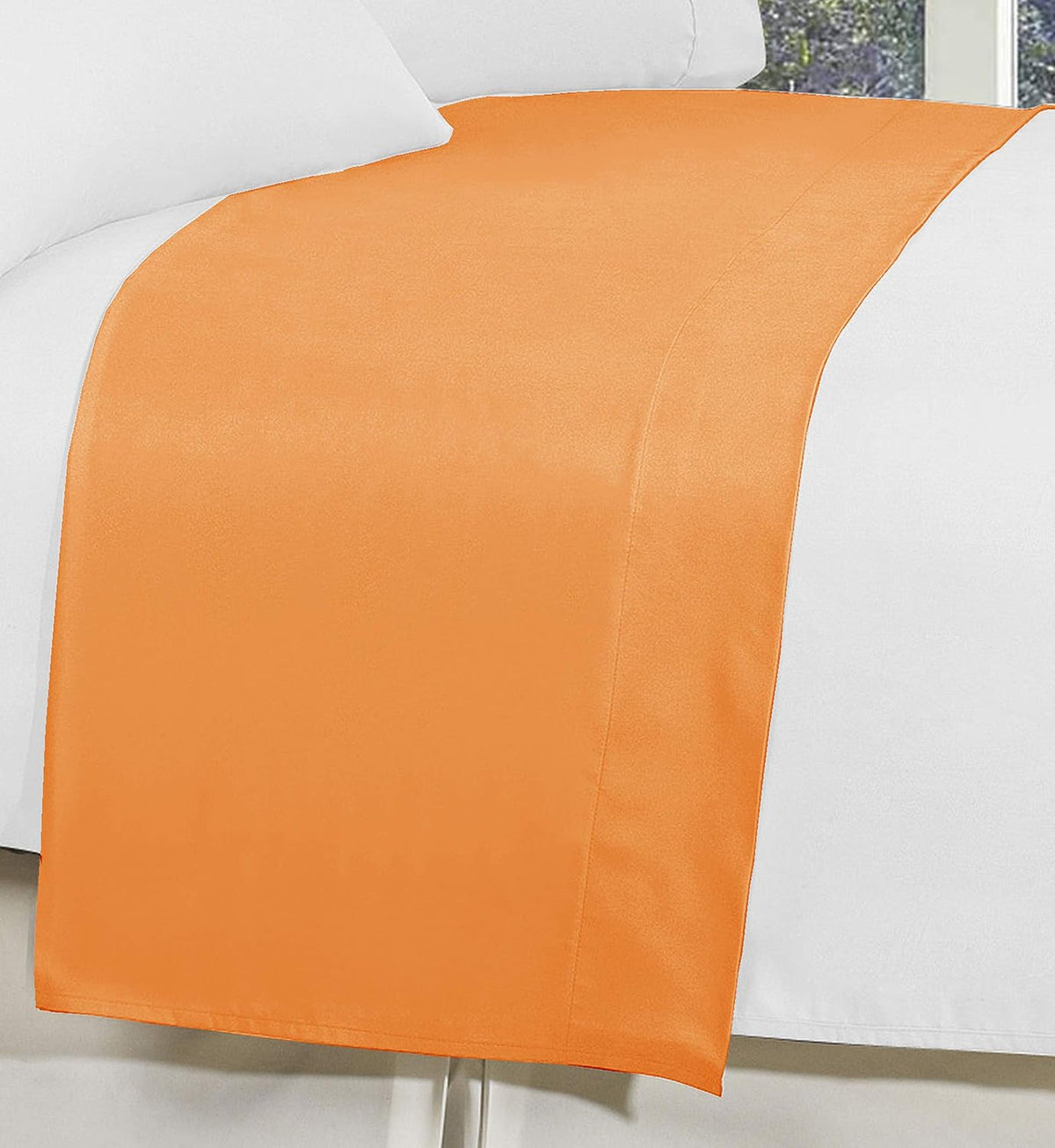 Elegant Comfort Premium Hotel Quality 1-Piece Flat Sheet, Luxury and Softest 1500 Premium Hotel Quality Microfiber Bedding Flat Sheet, Wrinkle-Free, Stain-Resistant, Queen, Orange