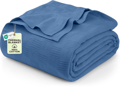 Utopia Bedding 100% Cotton Thermal Blanket White Twin, 90x72 Inches