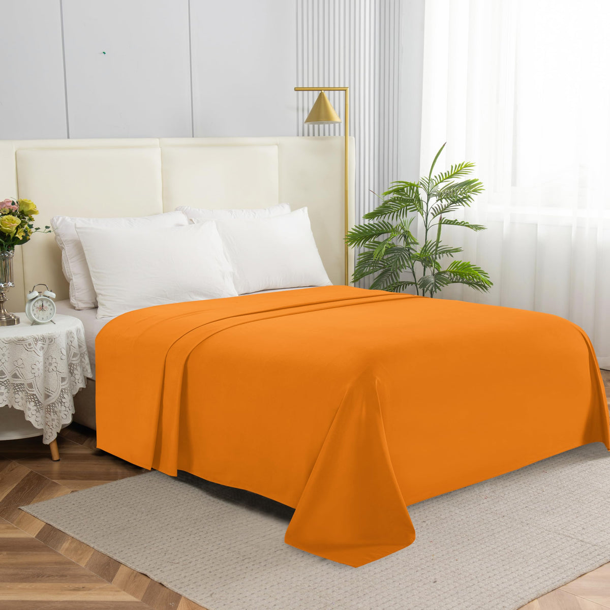 Elegant Comfort Premium Hotel Quality 1-Piece Flat Sheet, Luxury & Softest 1500 Thread Count Egyptian Quality Bedding Flat Sheet, Wrinkle, Stain and Fade Resistant, Queen, White