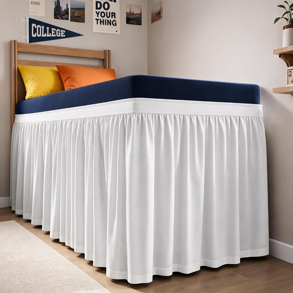 CGK Linens Dorm Room Bed Skirt Twin XL - Dorm Room Essentials - 42" White