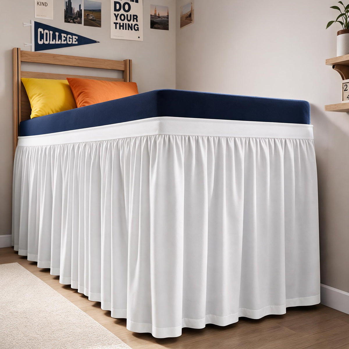 CGK Linens Dorm Room Bed Skirt Twin XL - Dorm Room Essentials - 42" White
