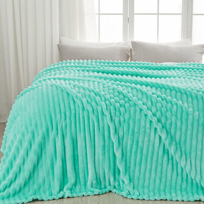 NEWCOSPLAY Fleece Ribbed Cozy Throw Blanket for Couch, Pink, 50"x60"