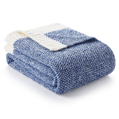 Snuggle Sac Buttery Ivory Throw Blanket for Couch, Reversible Super Soft Knitted Blankets, Warm Cozy Knit Fuzzy Plush Lightweight Throws Dupes for Sofa, Bed, Picnic, Ivory, 50 x 60 inches