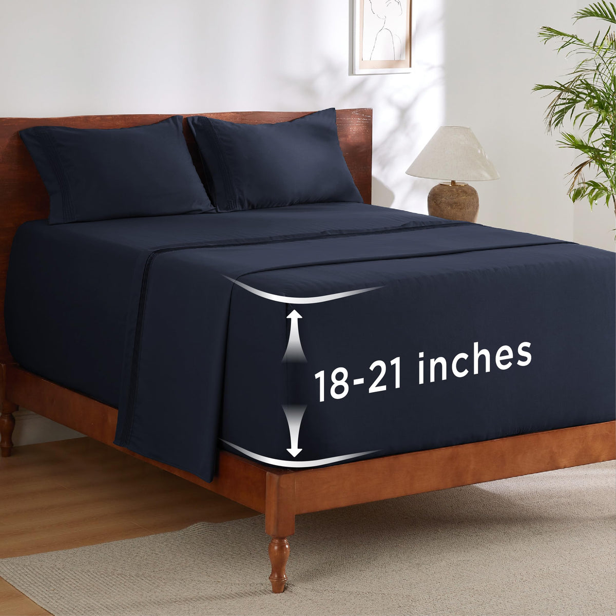 Bedsure Deep Pocket Queen Sheets Set - Fits Mattresses Up to 21 Inches Thick - 4 Piece GentleSoft Bed Sheets, Moisture Wicking, Soft & Cooling Bedsheet & Pillowcases, Easy & Secure Fit, Light Grey