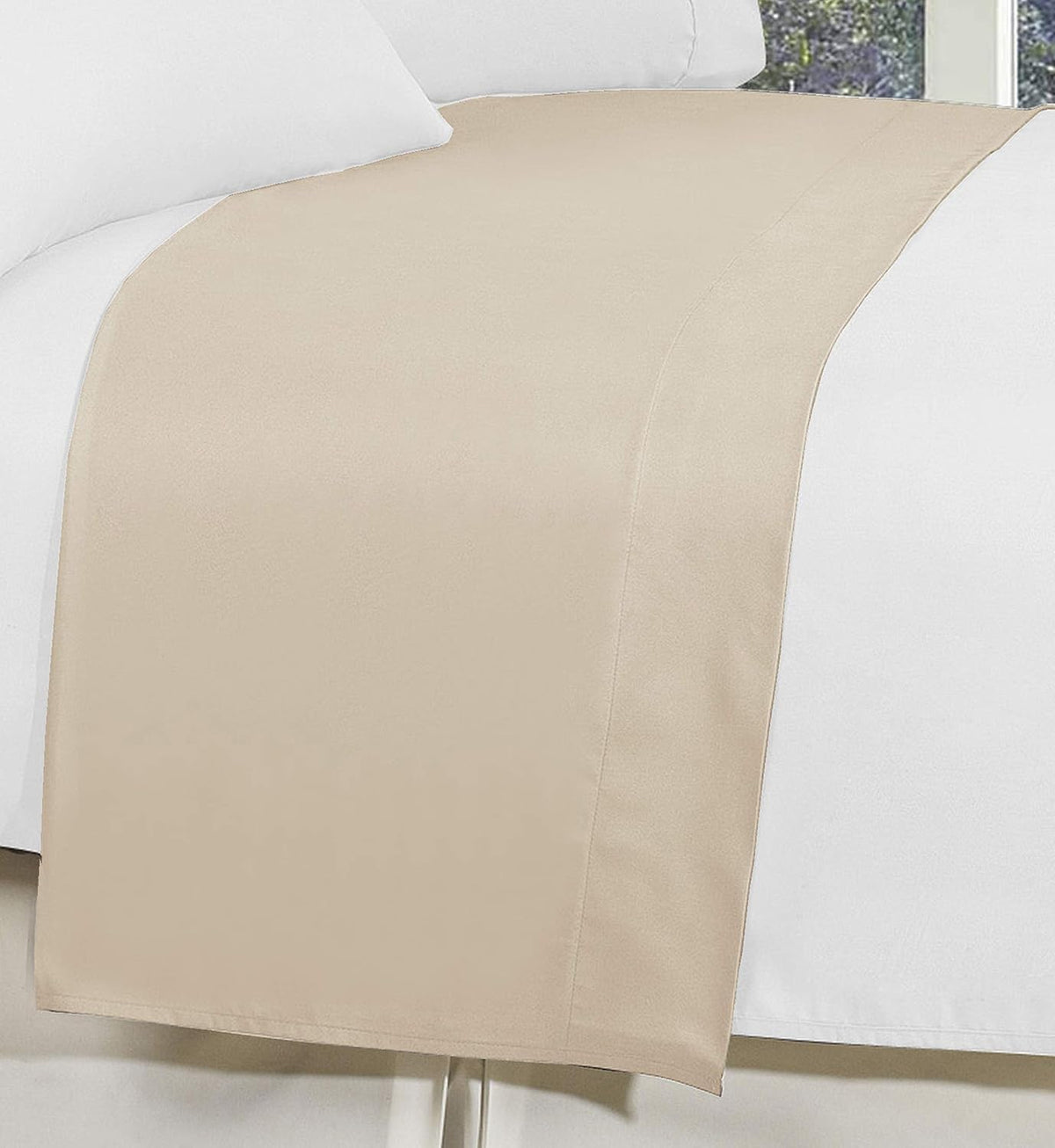 Elegant Comfort Premium Hotel Quality 1-Piece Flat Sheet, Luxury and Softest 1500 Premium Hotel Quality Microfiber Bedding Flat Sheet, Wrinkle-Free, Stain-Resistant, California King, Cream