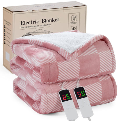 Pink Heated Blanket Electric Throw 50"X60", Heating Blanket Throw
