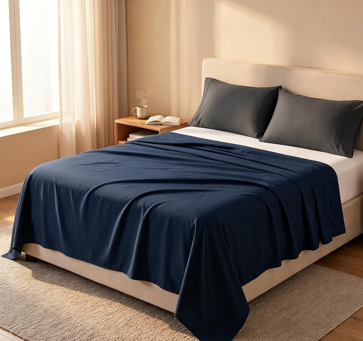 Flat Sheet Only-Luxury Brushed Microfiber Bed Top Sheet,Wrinkle, Fade Resistant-1 Pack (Gray, 1 Flat Sheet(Twin))