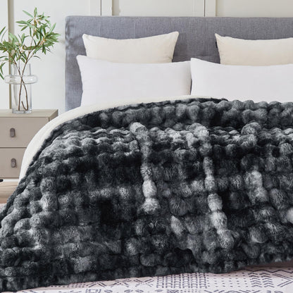 50"x60" Ultra-Soft Fuzzy Faux Fur Throw Blanket, Brown Tie Dye