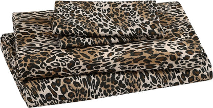 Printed Soft Microfiber Full 4-Piece Sheet Set, Zara Leopard