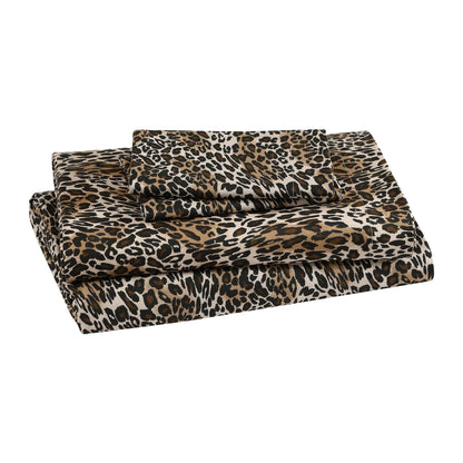 Printed Soft Microfiber Full 4-Piece Sheet Set, Zara Leopard