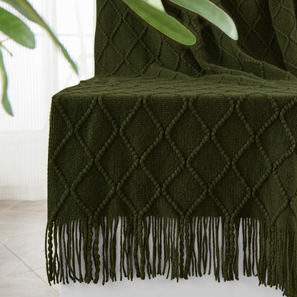 inhand Off White Knitted Throw Blanket for Couch and Bed, 50"x60"