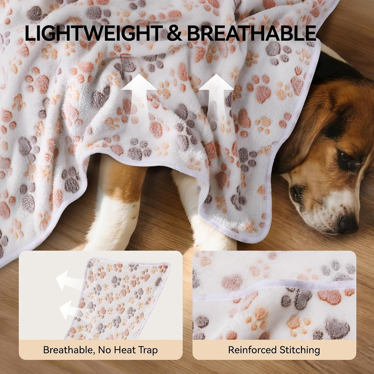 LINENLUX Dog Blankets 3-Pack, Super Soft Fluffy Fleece Pet Throw Warm
