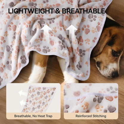LINENLUX Dog Blankets 3-Pack, Super Soft Fluffy Fleece Pet Throw Warm