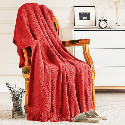 inhand Off White Knitted Throw Blanket for Couch and Bed, 50"x60"