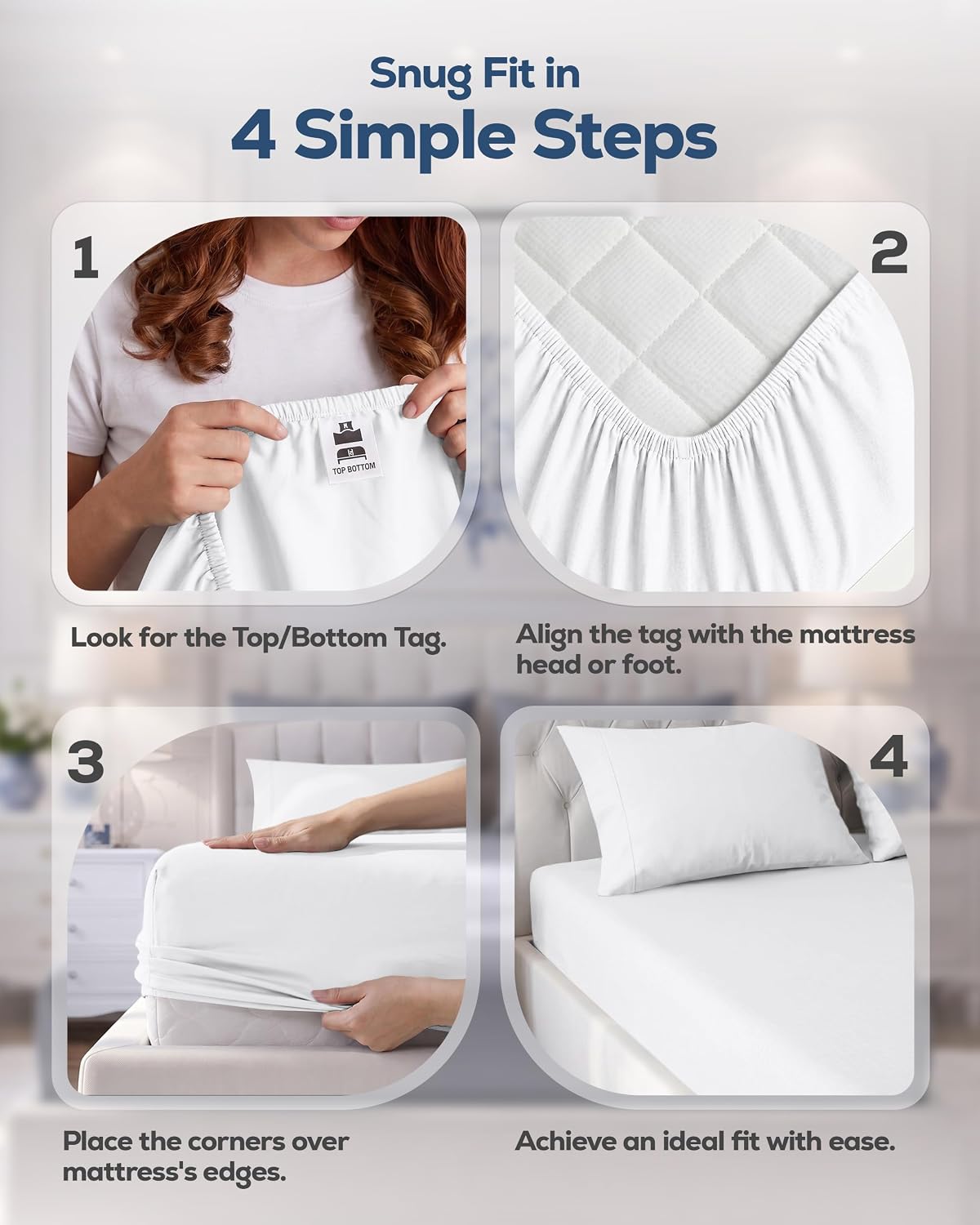 Pack of 6 Twin Fitted Sheet, Fits Up to 15 Inch Deep Pocket, White