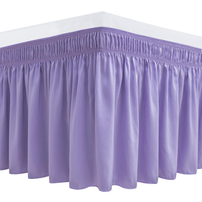 Wrap Around Queen Size Bed Skirt 15" Drop-Elastic Dust Ruffle Light Camel
