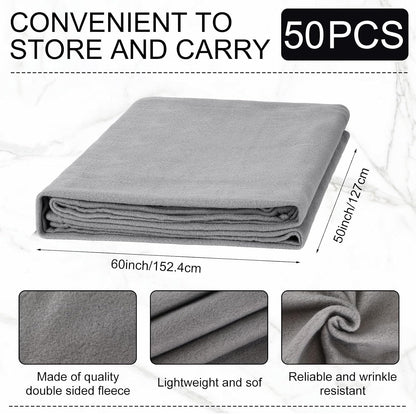 Macarrie 50 Pack Fleece Blankets Bulk,50 x 60 Inch Gray Soft Throw Blankets