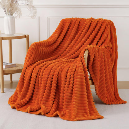 Khaki Throw Blanket for Couch Sofa 50x60 inches Striped Design