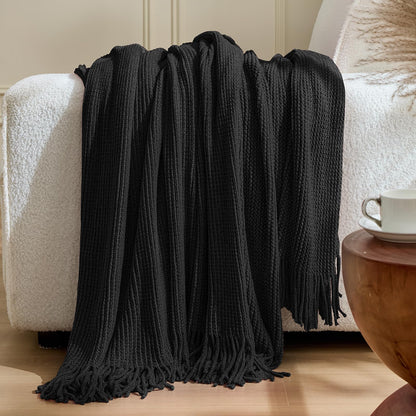 inhand Off White Knitted Throw Blanket for Couch and Bed, 50"x60"