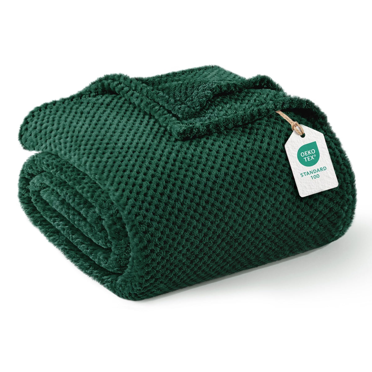 Exclusivo Mezcla Large Waffle Fleece Throw Blanket for Couch, Slate Blue