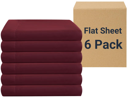 ZPECC Twin Flat Sheets Only White 6 Pack, Color-Coded Hem Threads