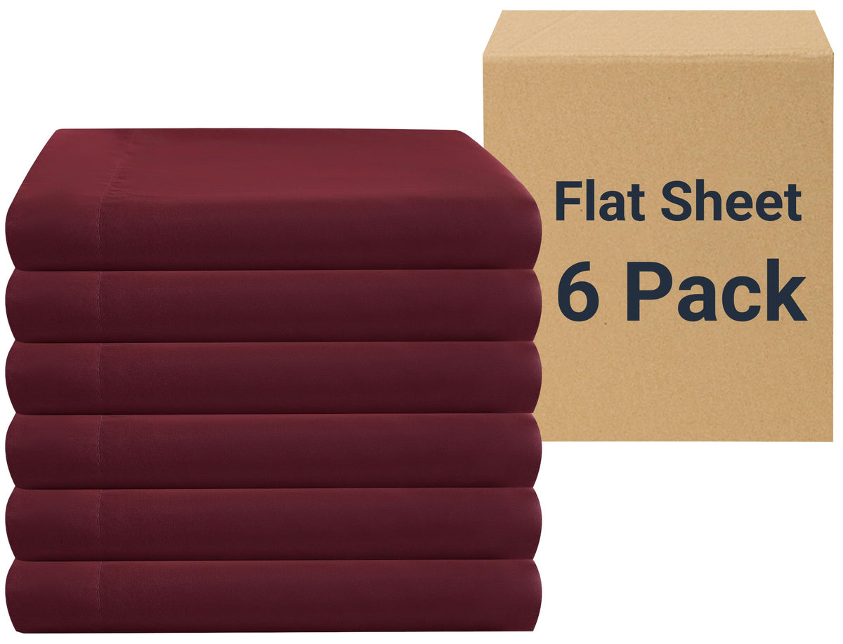 ZPECC Twin Flat Sheets Only White 4 Pack, Color-Coded Hem Threads