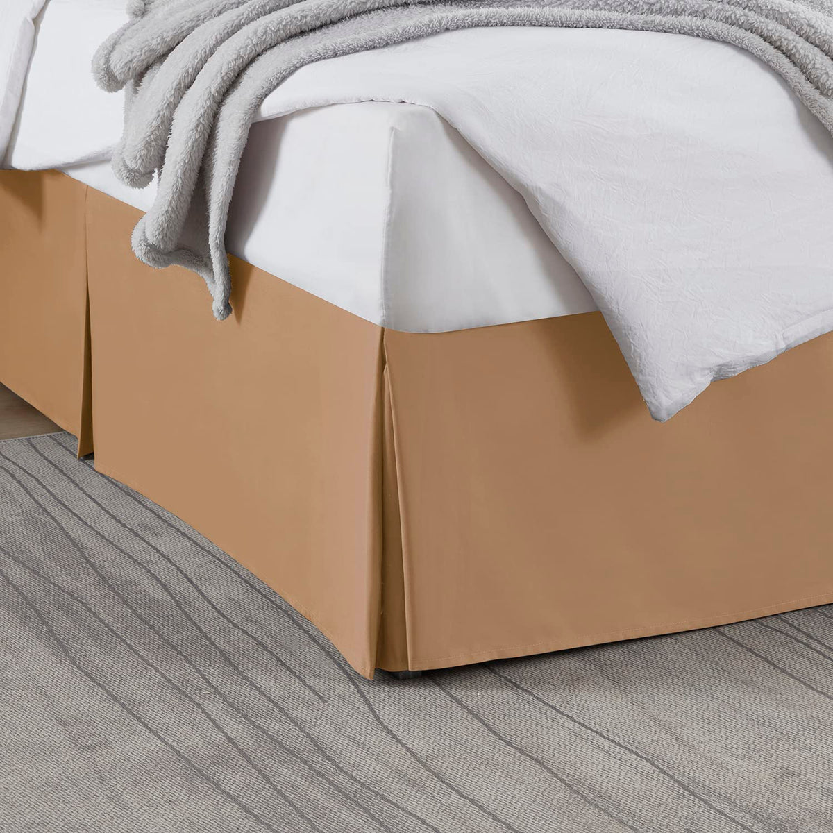 Nestl Linen Bed Skirt Queen Size - Queen Bed Skirt 14 Inch Drop - Brushed Microfiber Bed Skirts - Hotel Quality Pleated Bed Skirt - Shrinkage & Fade Resistant