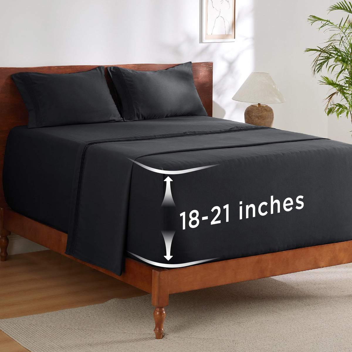 Bedsure Deep Pocket Queen Sheets Set - Fits Mattresses Up to 21 Inches Thick - 4 Piece GentleSoft Bed Sheets, Moisture Wicking, Soft & Cooling Bedsheet & Pillowcases, Easy & Secure Fit, Light Grey
