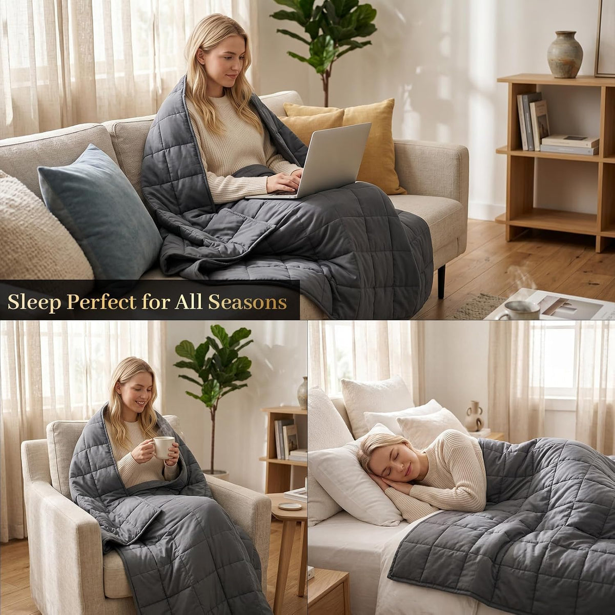 Smart Queen Weighted Blanket for Adults 60” x 80” with Box 20lbs