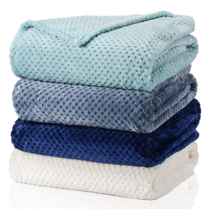 Newwiee 4 Pcs Fleece Throw Blanket, 3D Waffle Textured, Neutral Color