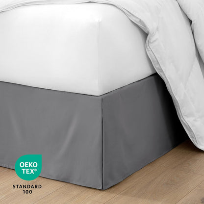 Bare Home Bed Skirt 15-Inch Drop 1800 Ultra-Soft (Queen, Grey)