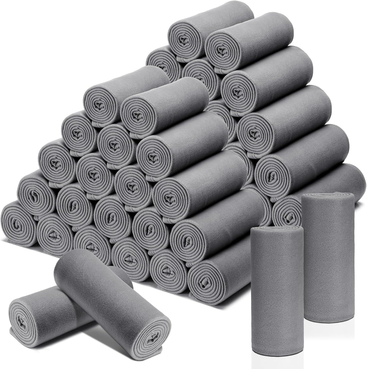 Macarrie 50 Pack Fleece Blankets Bulk,50 x 60 Inch Gray Soft Throw Blankets